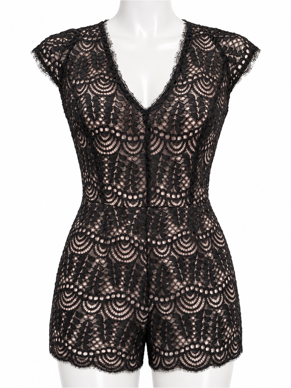 Jacob Black Lace Sleeveless Jumpsuit Goth  Y2K Medium